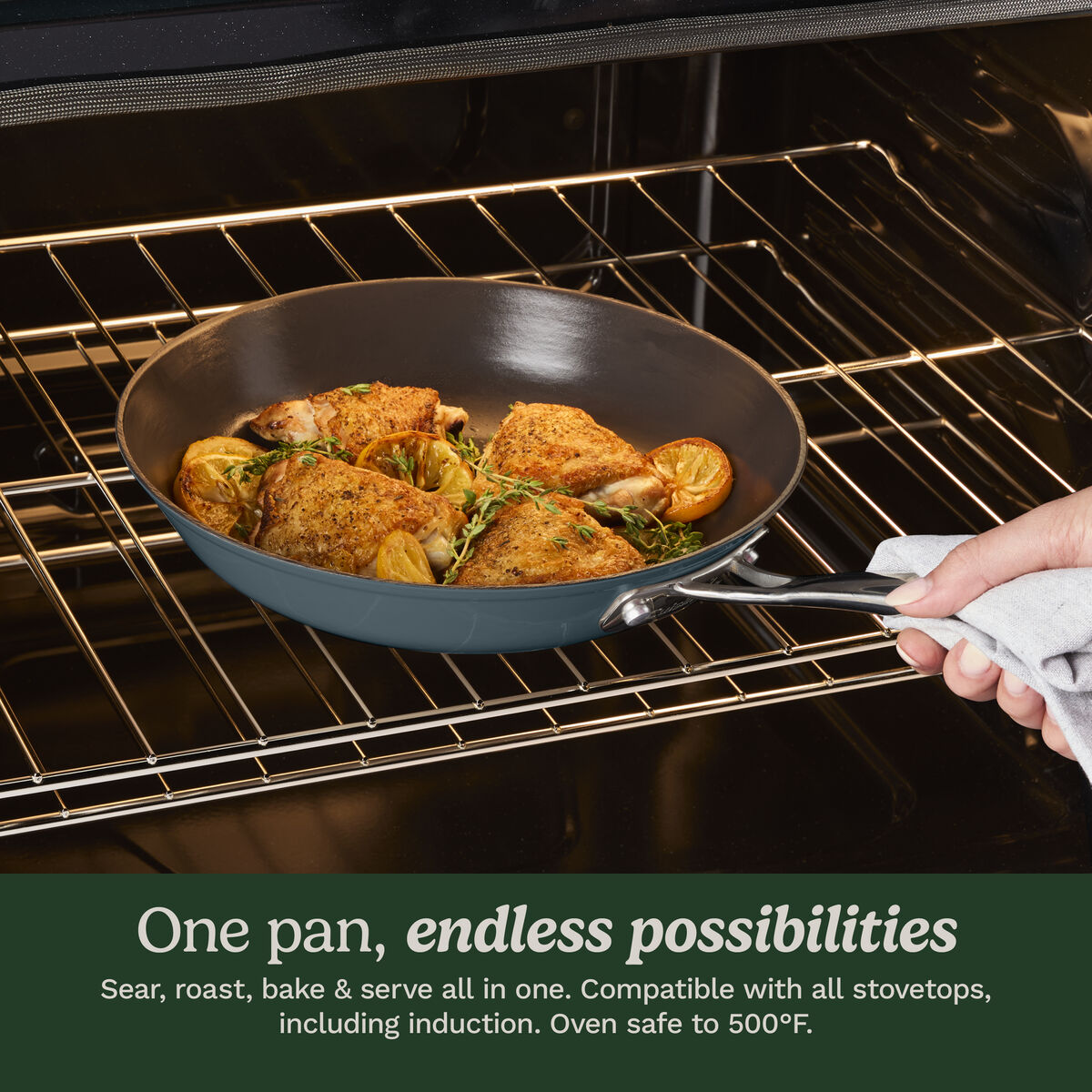 CastLite&trade; Ceramic Nonstick 12" Skillet with Helper Handle 7