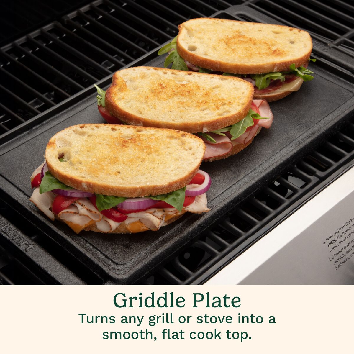Reversible Cast Iron Grill/Griddle Plate 4