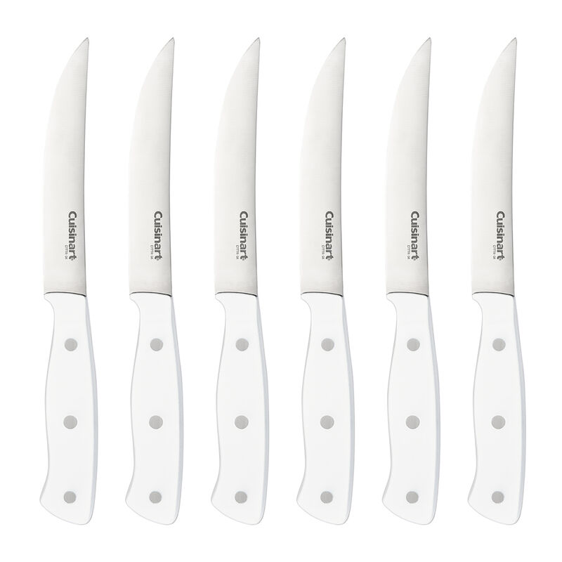 Classic Matte White Triple Rivet 6 Piece Steak Knife Set