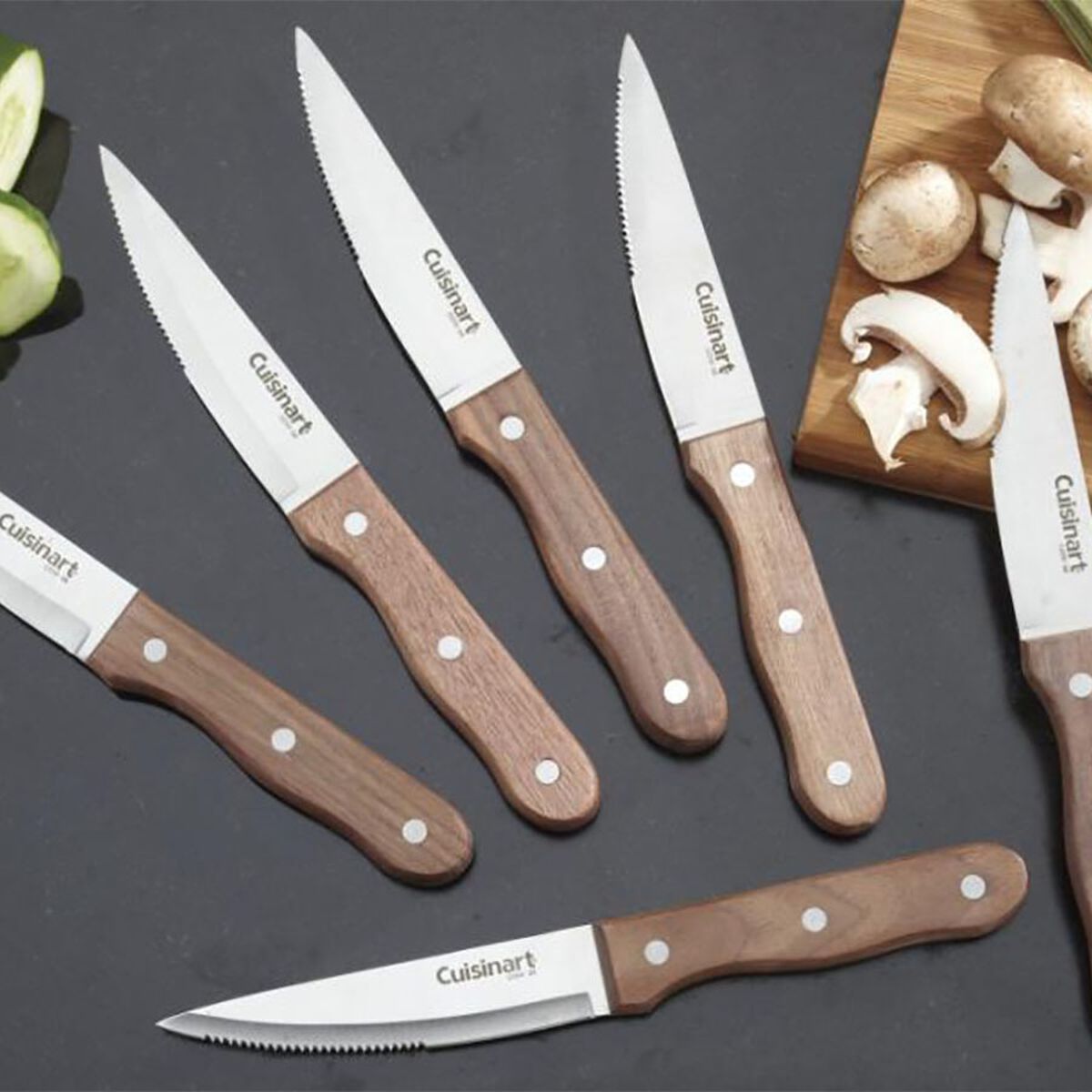 6 Piece Triple Rivet Walnut Steak Knife Set 2