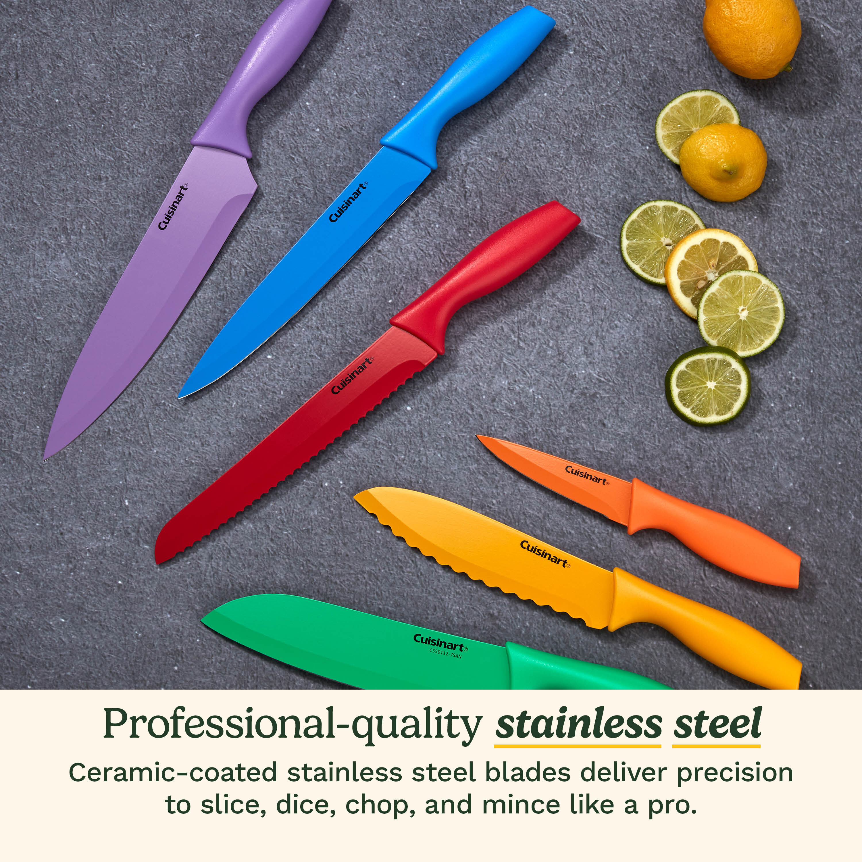 12 Piece Nonstick Color Knife Set with Blade Guards