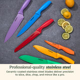 12 Piece Nonstick Color Knife Set with Blade Guards 3