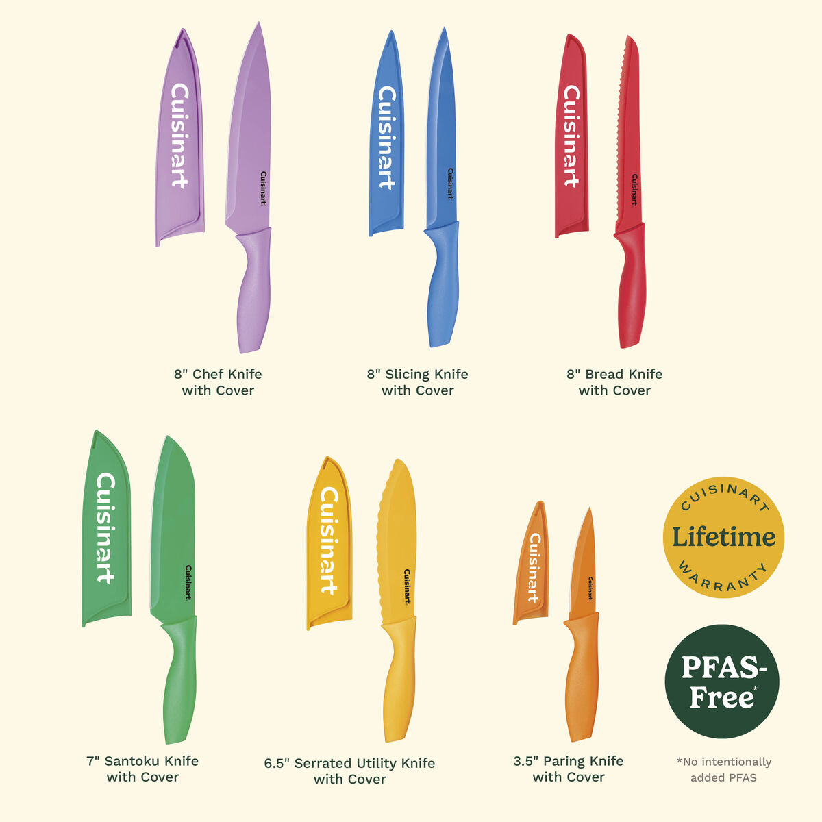 12 Piece Nonstick Color Knife Set with Blade Guards 6