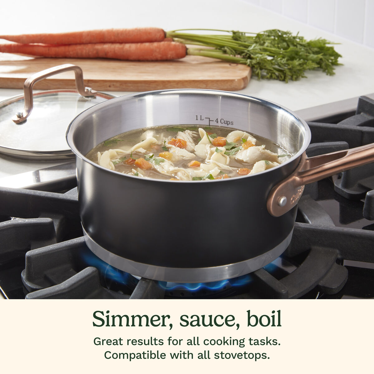 Discontinued Matte Black Elegance 1.5qt Saucepan with Cover 6