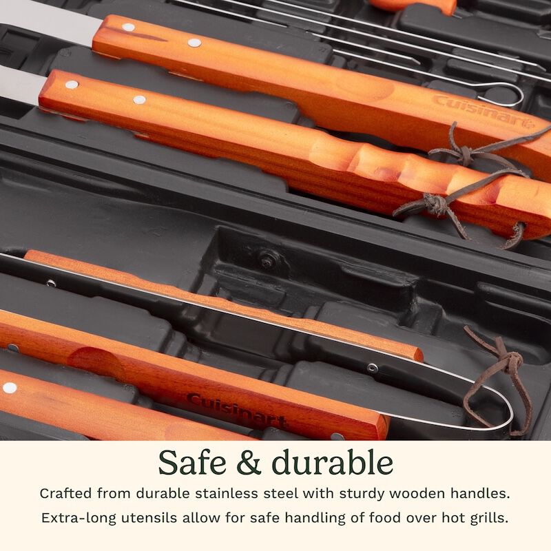 Wooden Handle Tool Set (13-Piece) | Cuisinart Grilling Tools and Sets