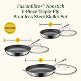 FusionElite+&trade; Hybrid Tri-Ply Stainless Steel 6-Pc Skillet Set 10