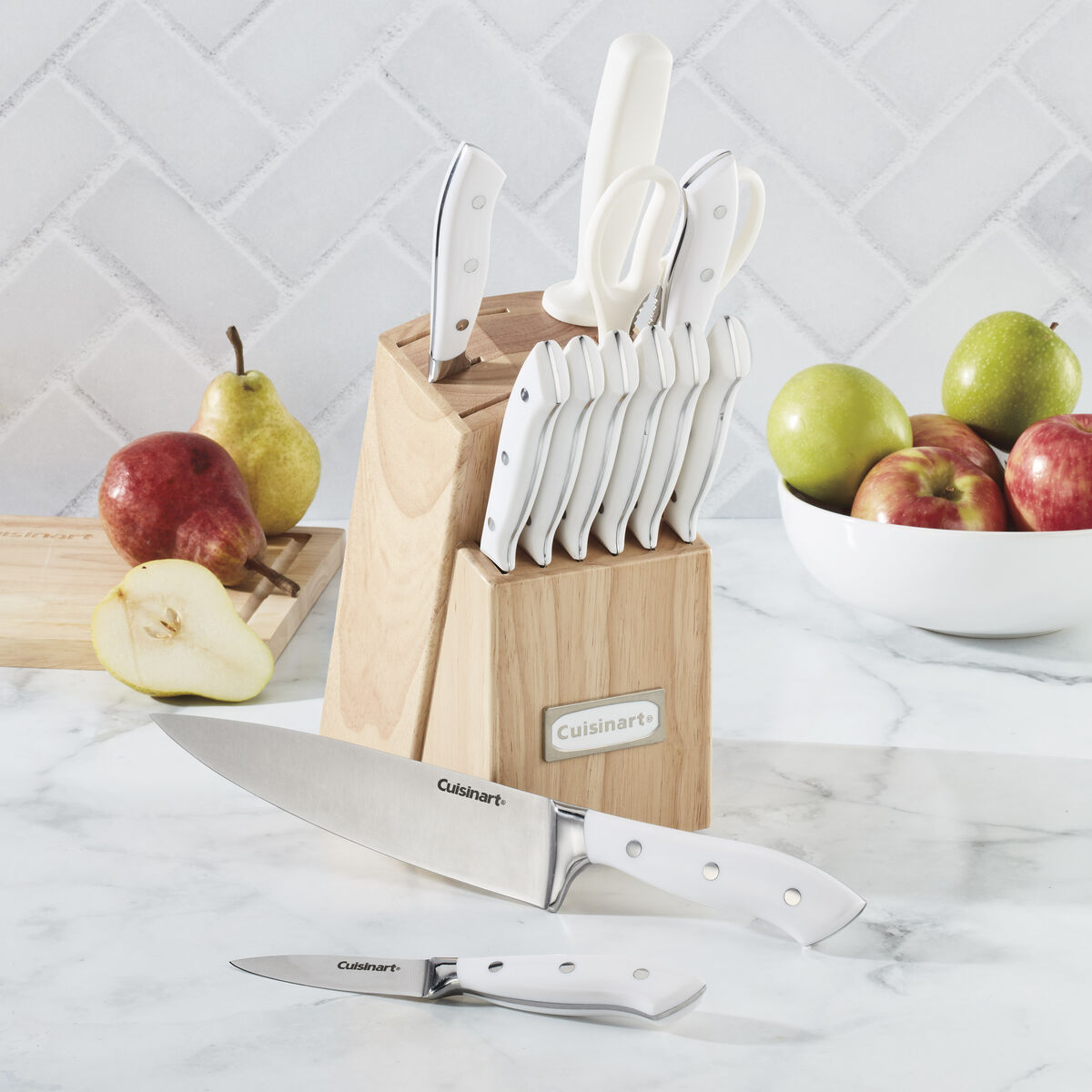 Discontinued 13pc White Triple Rivet Knife Block Set 4