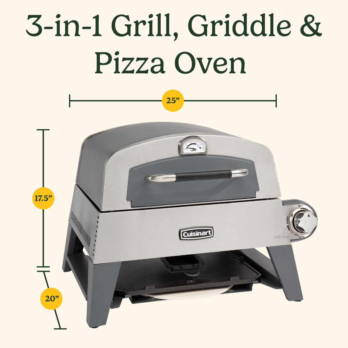 3-in-1 Grill, Griddle, and Pizza Oven