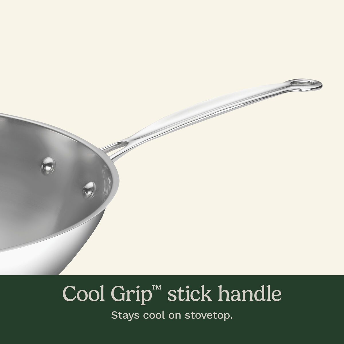 Chef's Classic&trade; Stainless 14" Stir-Fry Pan with Helper Handle & Glass Cover