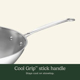 Chef's Classic&trade; Stainless 14" Stir-Fry Pan with Helper Handle & Glass Cover