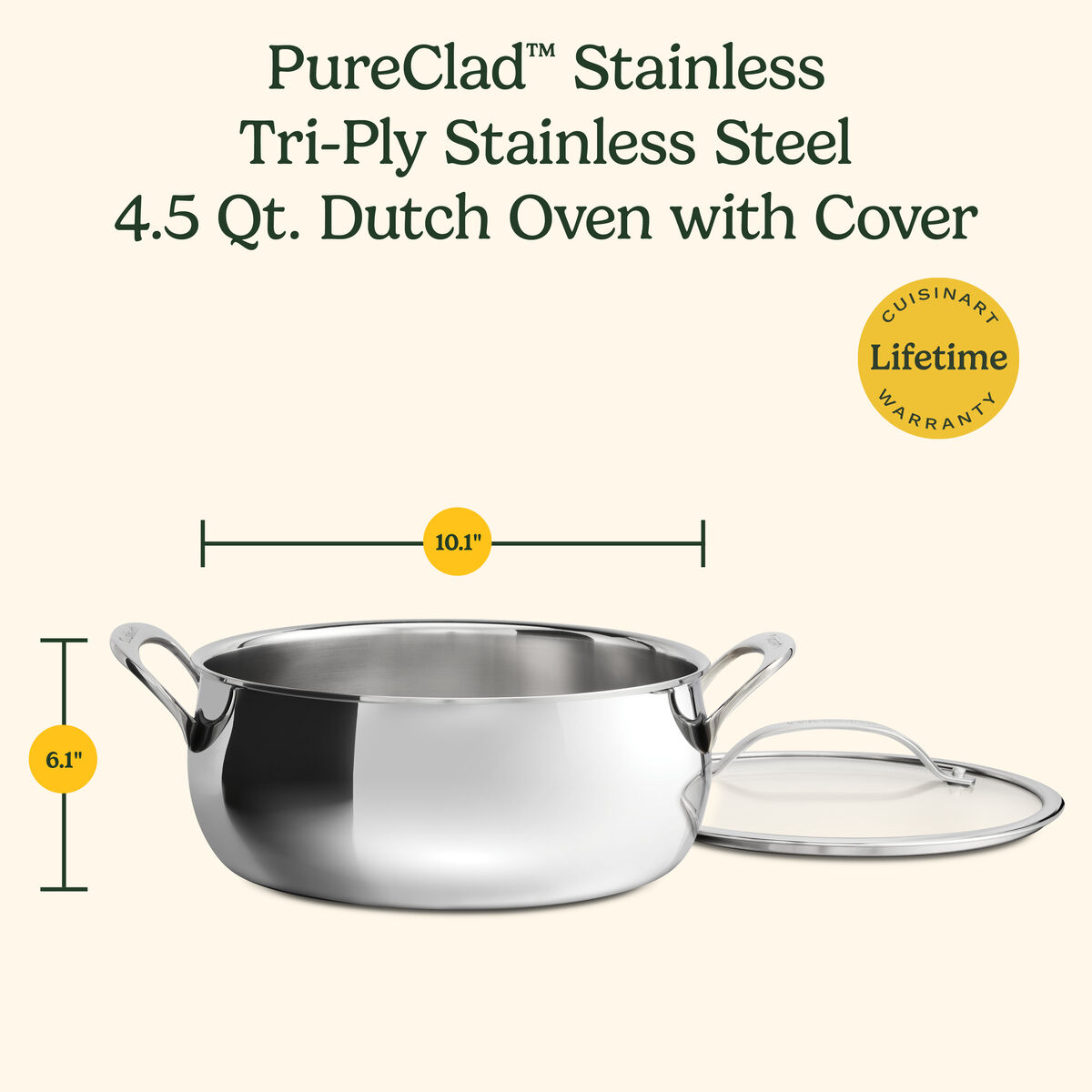 PureClad&trade; Triple-Ply 4.5 Qt. Stainless Steel Dutch Oven wth Cover 9