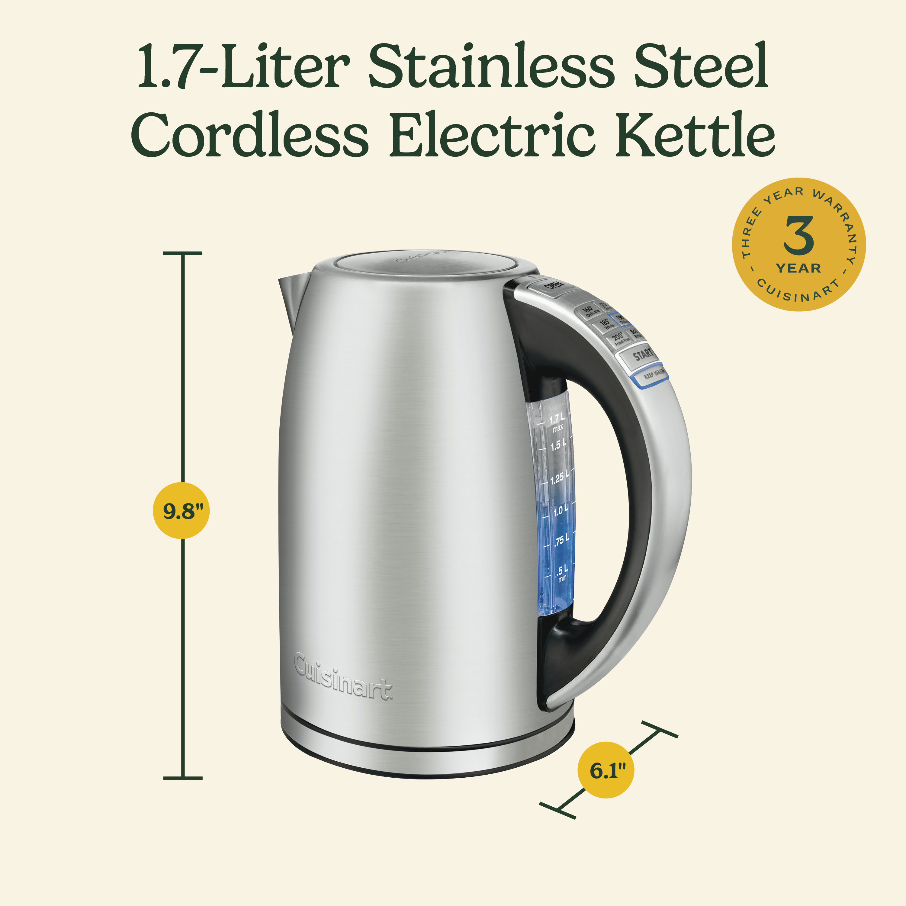 PerfecTemp® 1.7L Stainless Steel Electric Kettle - Cuisinart