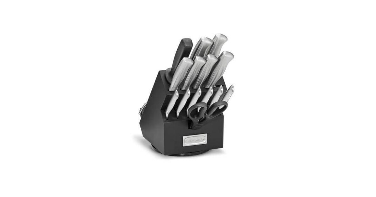 Discontinued 15 Piece Stainless Steel Rotating Cutlery Block Set - Black 1