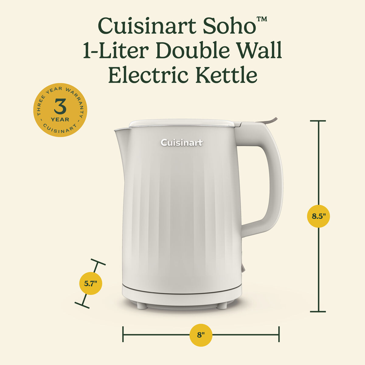 Soho&trade; 1-Liter Double-Wall Electric Kettle