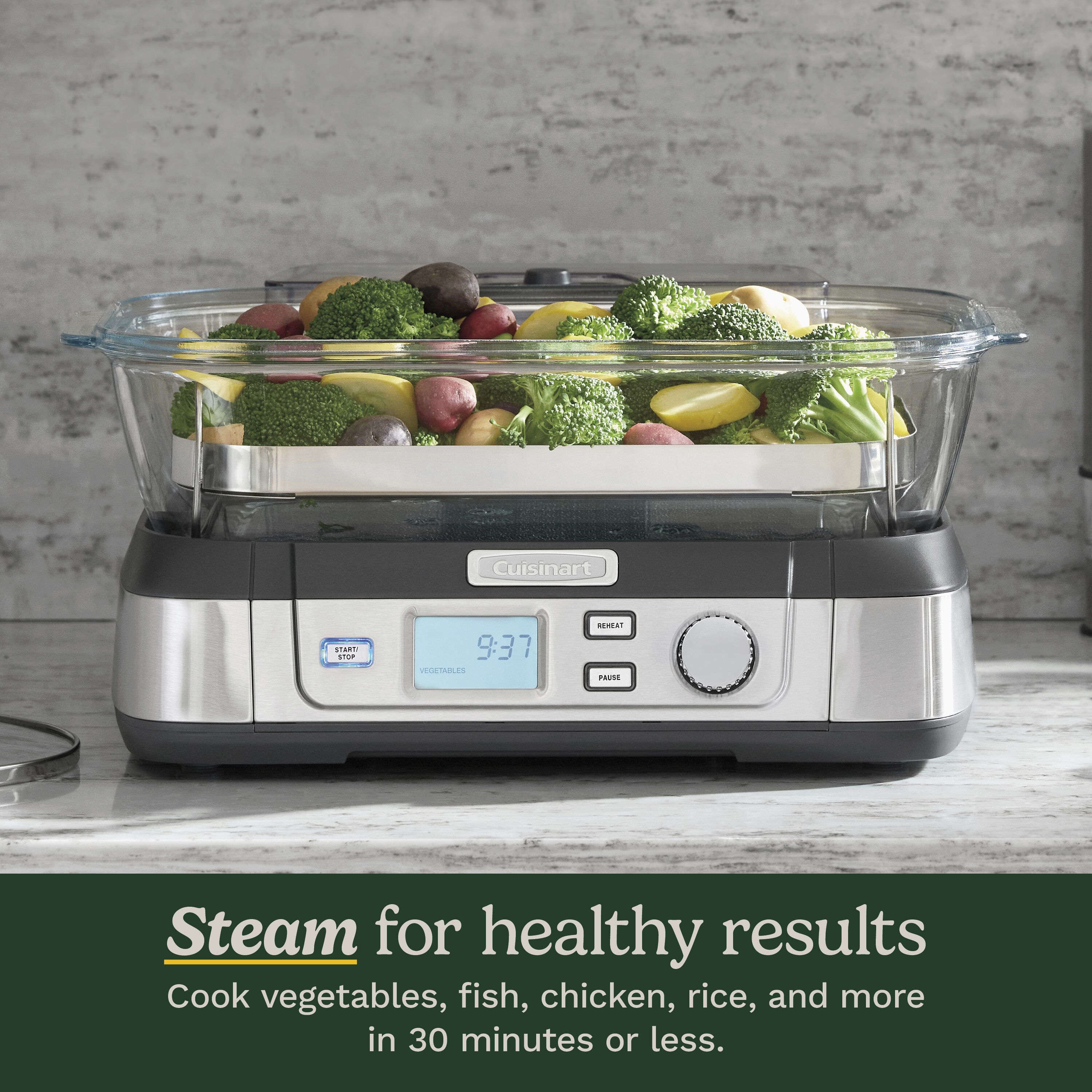 Cuisinart STM-1000 ガラススチーマー ステンレス Cuisinart STM-1000 Cook Fresh Digital Glass Steamer, One Size