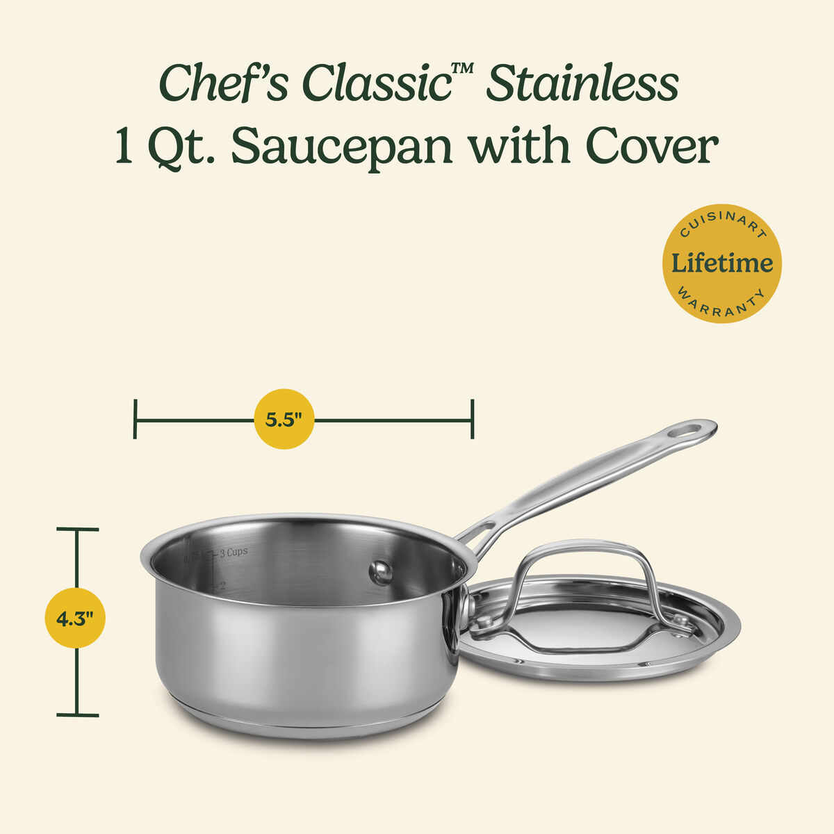 Chef's Classic&trade; Stainless 1 Qt.  Saucepan with Cover 6