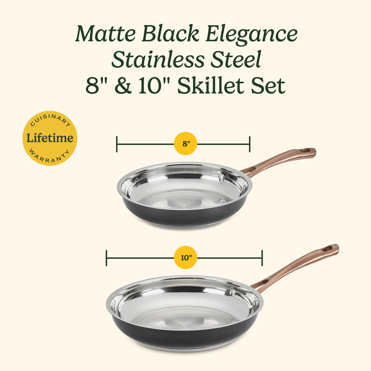 Discontinued 2-Pack Matte Black Elegance Skillet Set (8&rdquo; & 10&rdquo;) 9