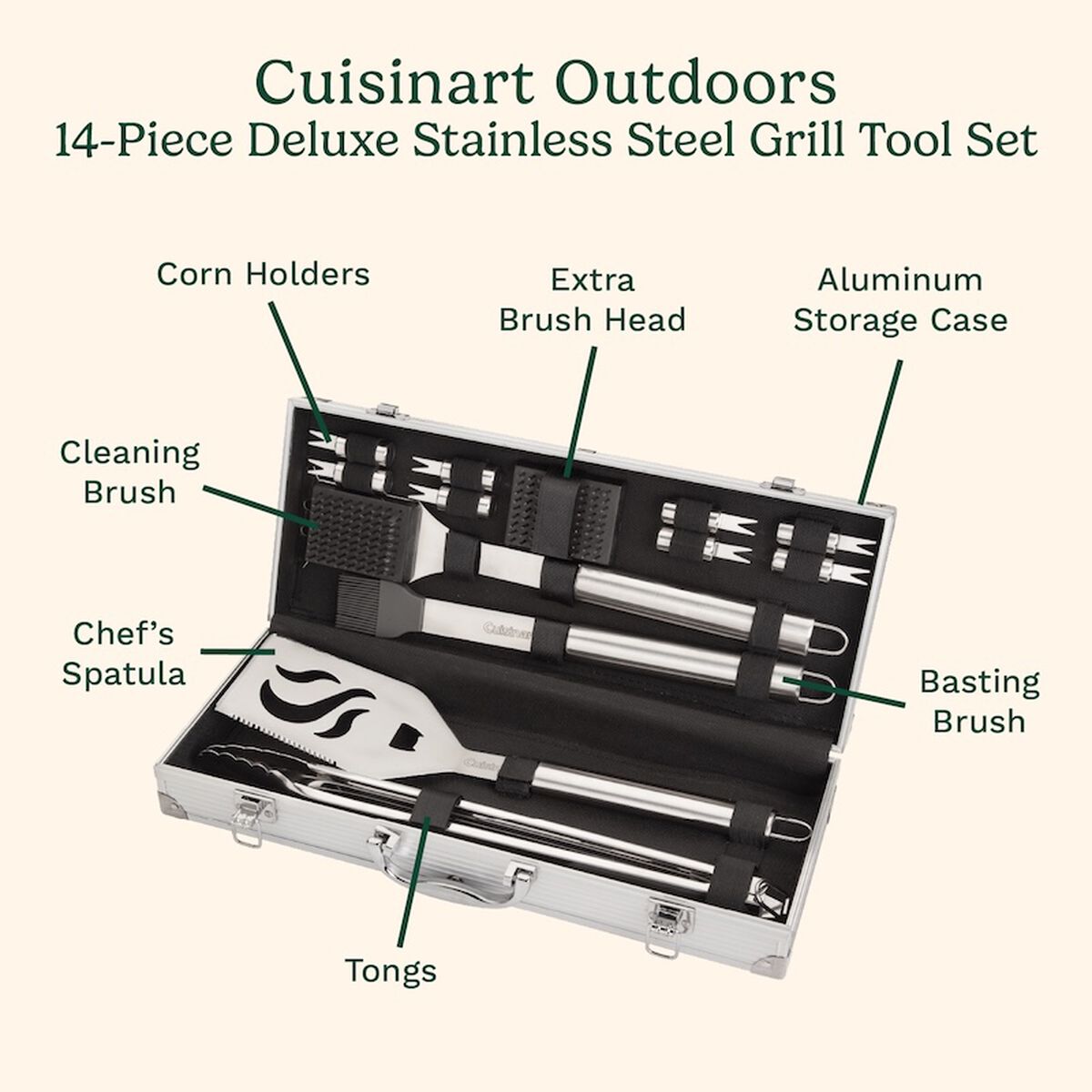 Discontinued Deluxe Stainless-Steel Grill Set (14 Piece) 2