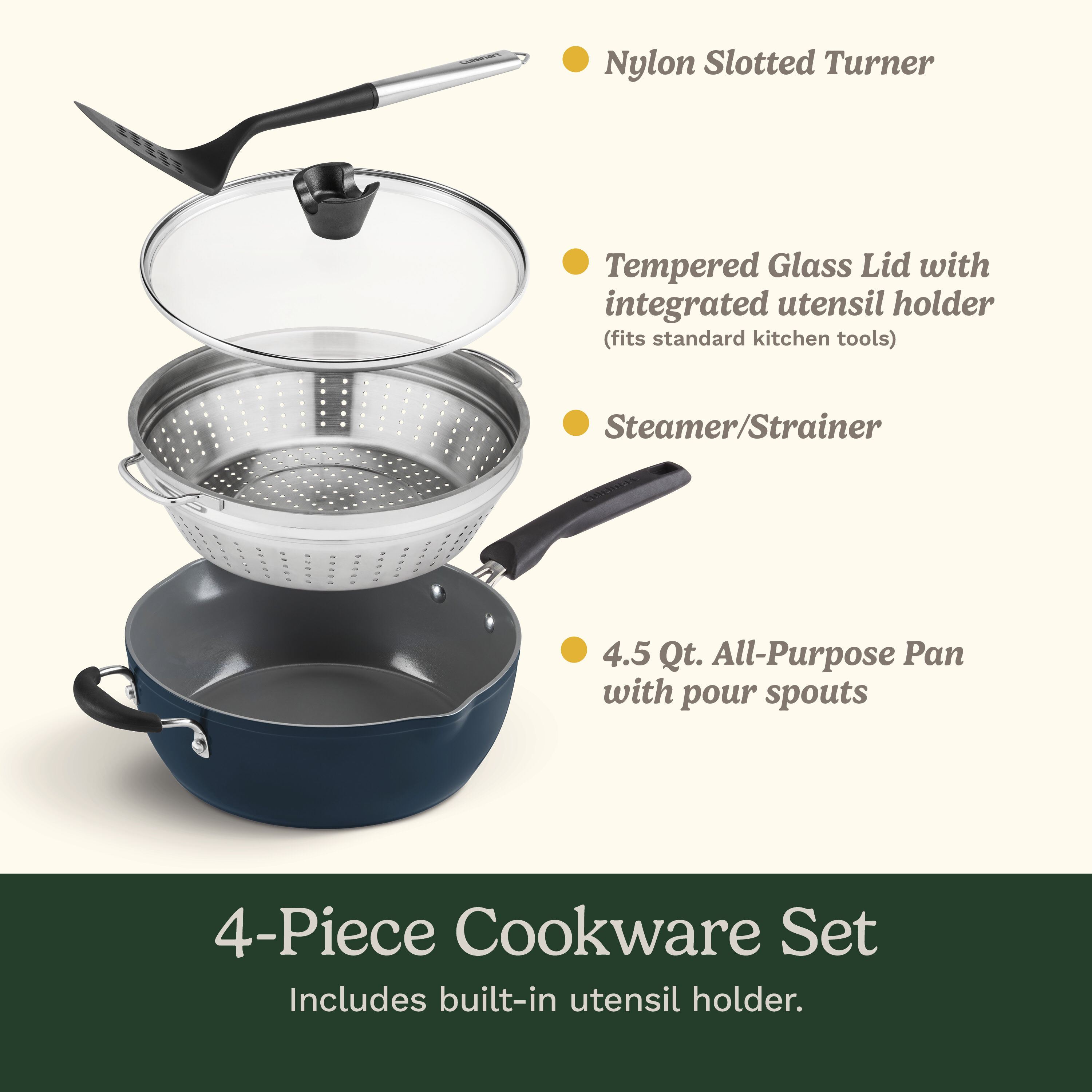 Cuisinart Toaster Oven Baking Pan Set - 4 Piece Silver Nonstick Cookware