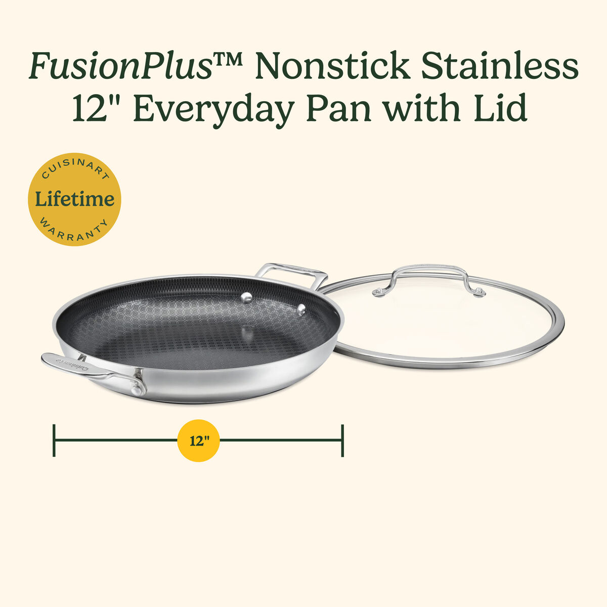 FusionPlus&reg; Hybrid Stainless Steel 12" Everyday Pan with Lid 8