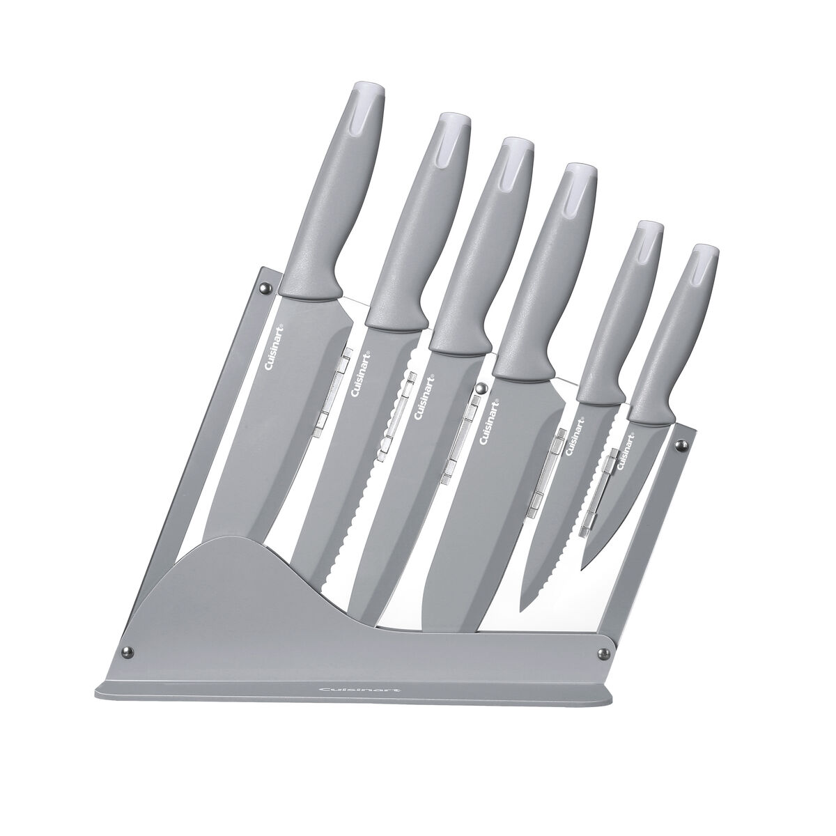 Discontinued 7pc Ceramic Coated Cutlery Set in Acrylic Block - Grey 1