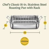 Chef's Classic&trade; Stainless 16" Roasting Pan with Rack