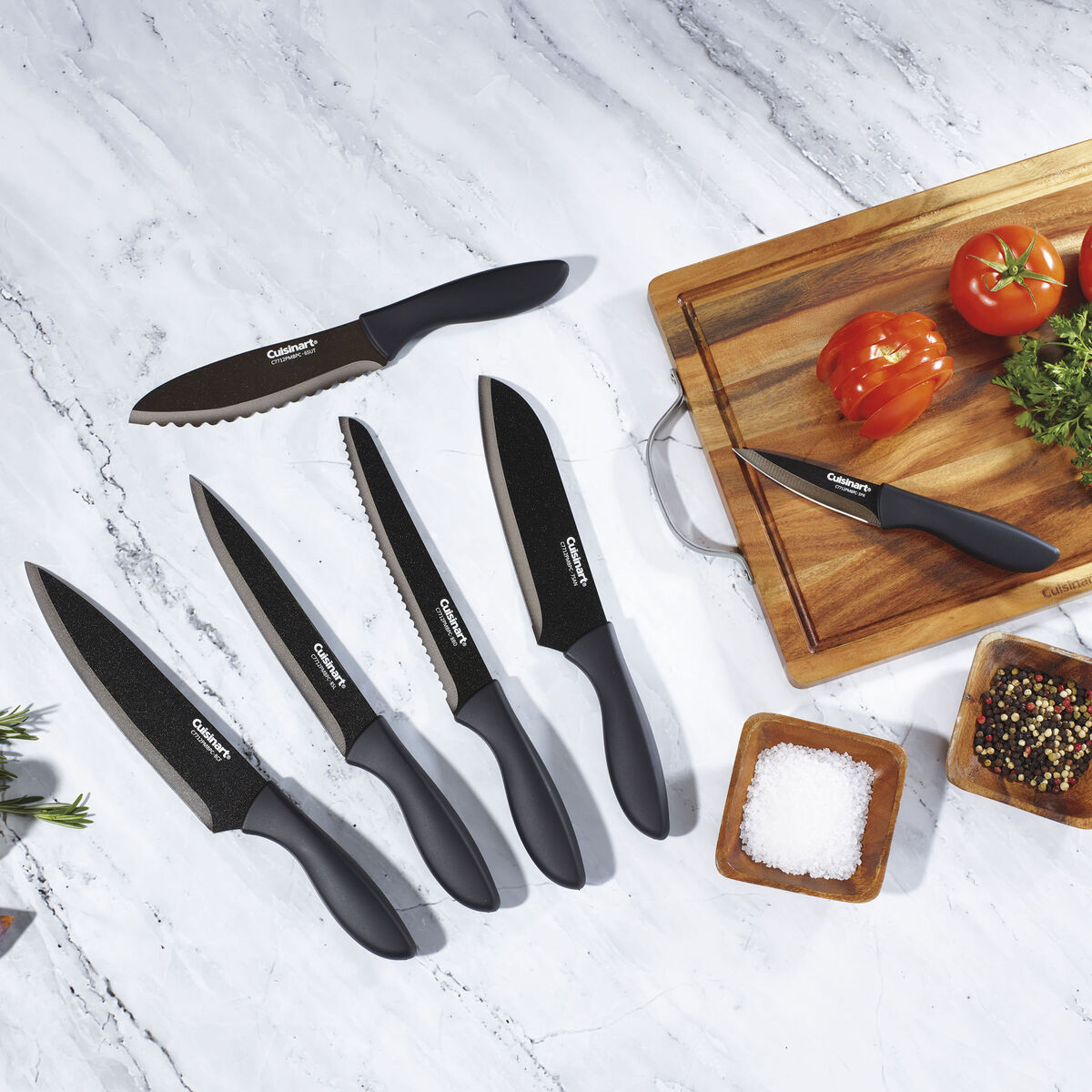 Discontinued 12 Piece Soft Grip Black Metallic Coated Knife Set with Blade Guards