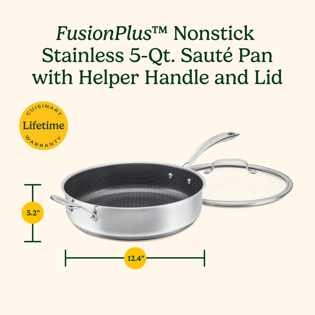FusionPlus&reg; Hybrid 5qt Saut&eacute; Pan with Cast HH & Lid 9