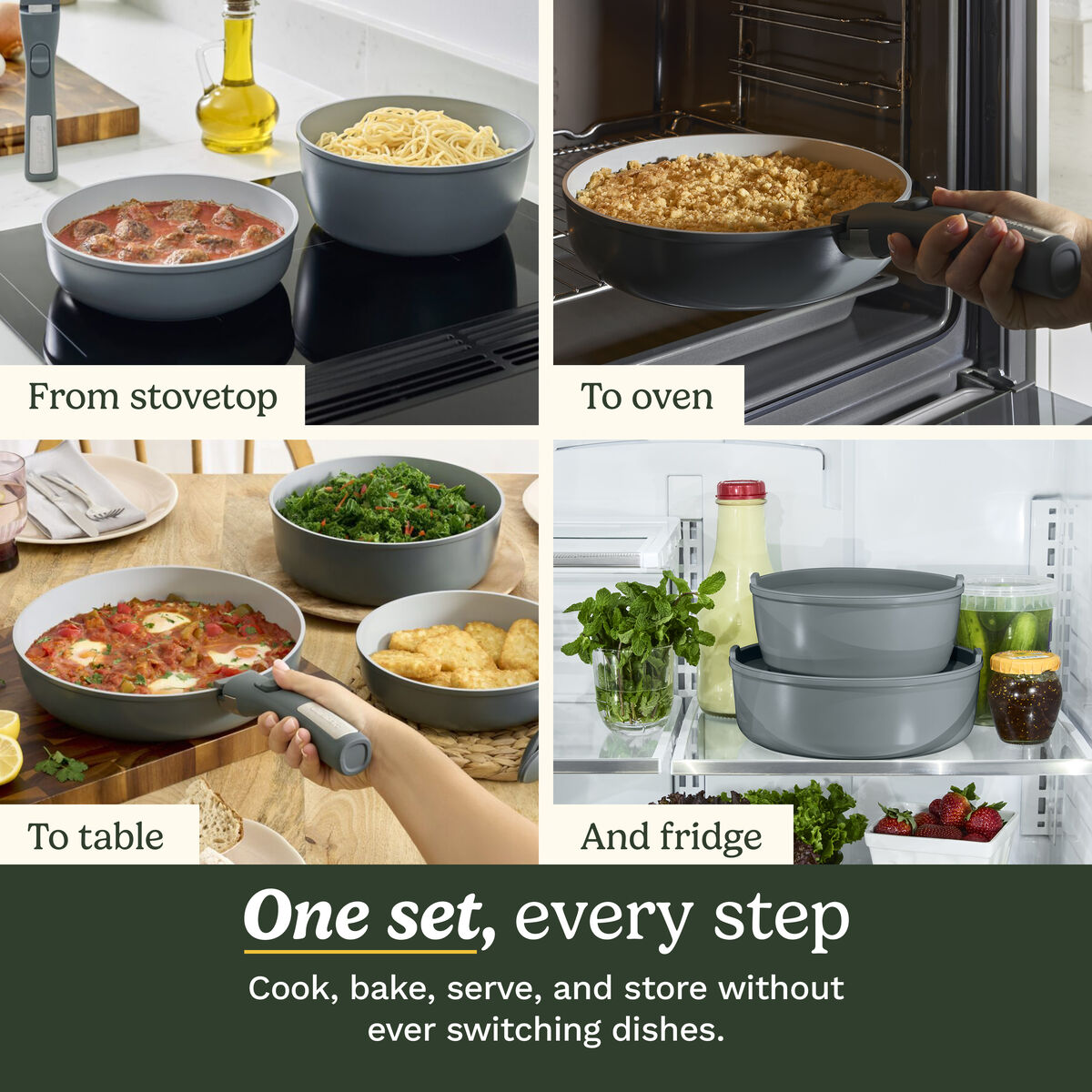ClickSmart&trade; Nonstick Detachable Handle Cookware