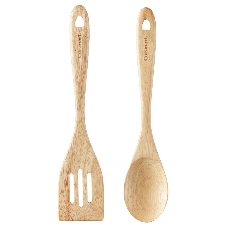 GreenGourmet&reg; Rubberwood 2-Pc Tool Set (Slotted Turner & Solid Spoon)