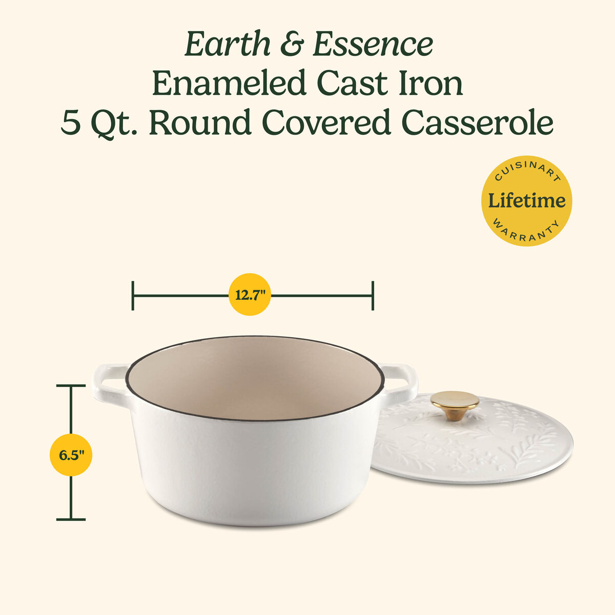 Earth & Essence 5 Qt. Casserole with Cover - Rosemary & Thyme Design 7