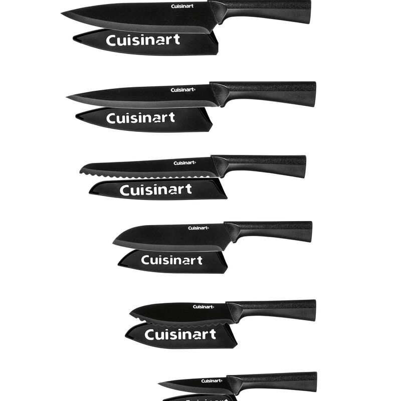 12 piece Black Metallic Coated Knife Set with Blade Guards