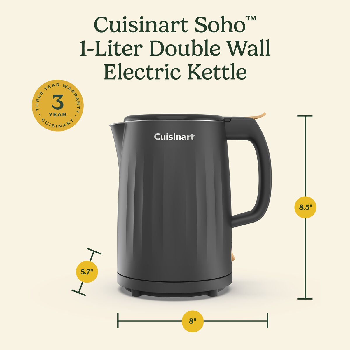 Soho&trade; 1-Liter Double-Wall Electric Kettle
