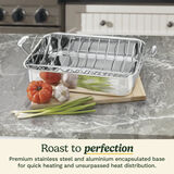 Chef's Classic&trade; Stainless 16" Roasting Pan with Rack