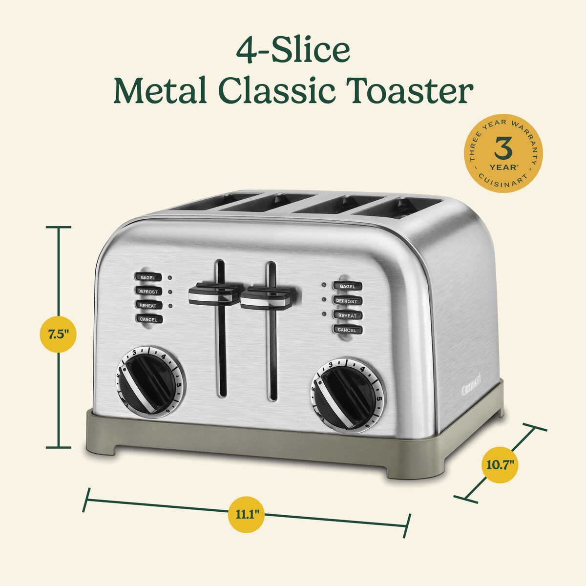 4 Slice Metal Classic Toaster