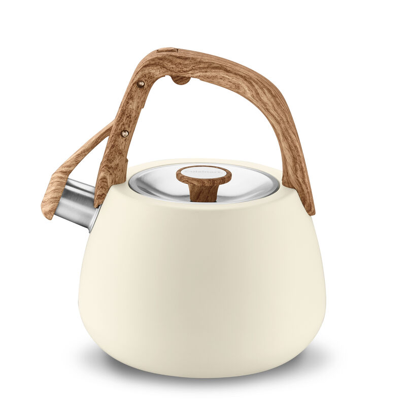 2 Qt. Cream Stainless Steel Tea Kettle