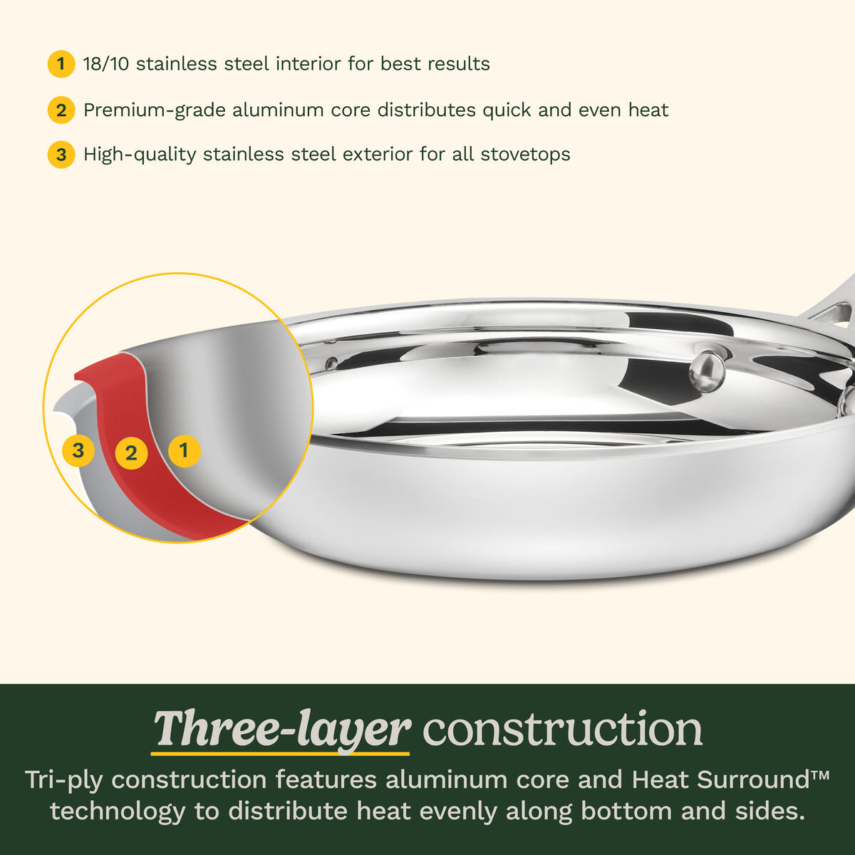 PureClad&trade; Triple-Ply 8" Stainless Steel Skillet 5