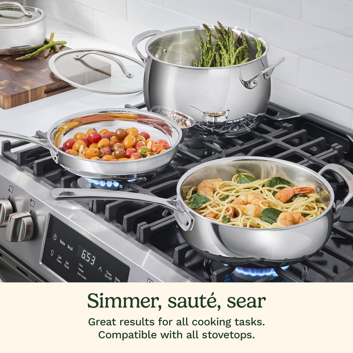 PureClad&trade; Triple-Ply 5.5 Qt. Stainless Steel Saut&eacute; Pan with Helper Handle and Cover 8