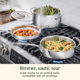PureClad&trade; Triple-Ply 5.5 Qt. Stainless Steel Saut&eacute; Pan with Helper Handle and Cover 8