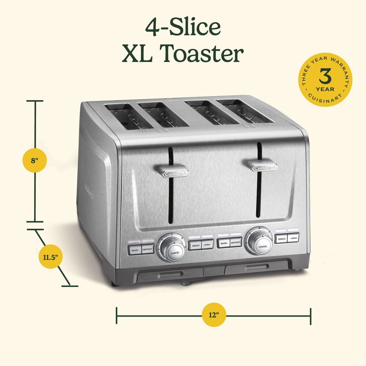 4-Slice XL-Slot Stainless Steel Toaster 8