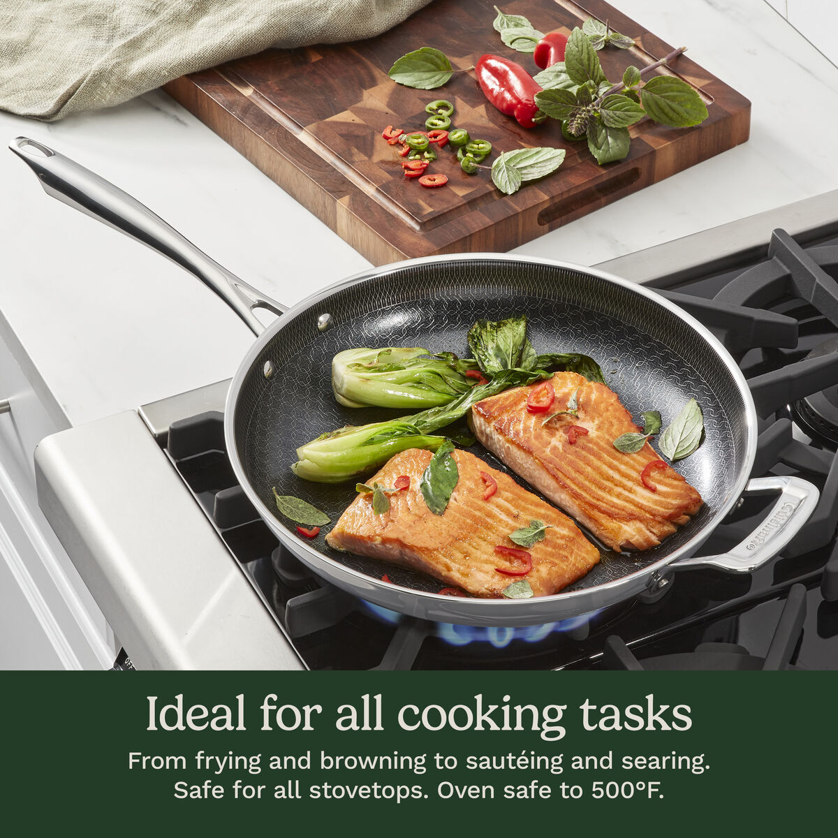 FusionElite+&trade; Hybrid Tri-Ply Stainless Steel 12" Skillet w/Helper 8