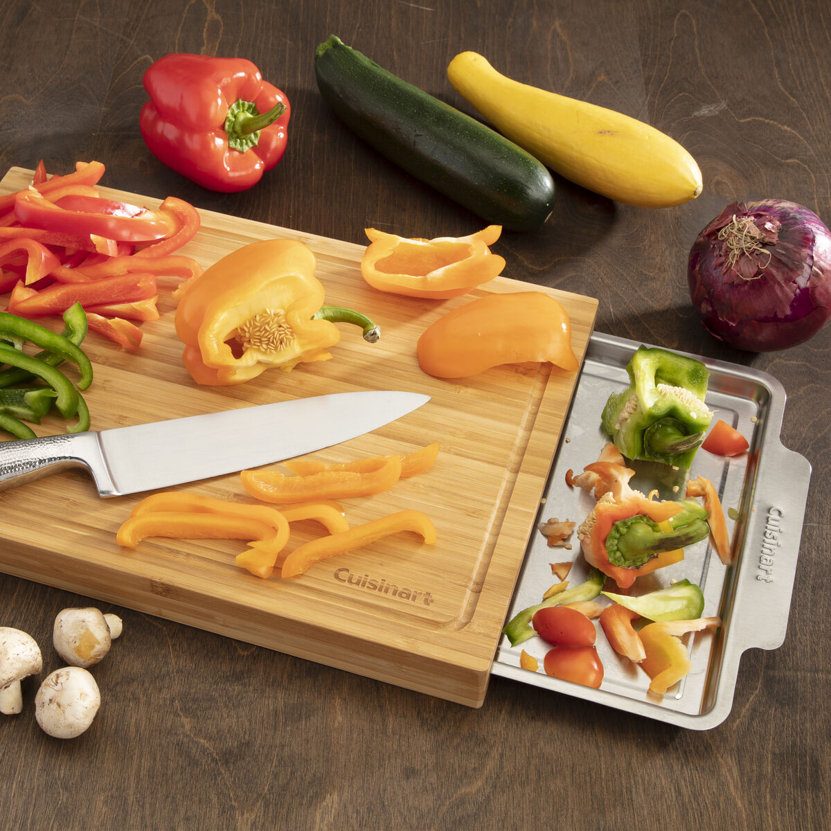 Bamboo Cutting Board with Slide Out Tray 8