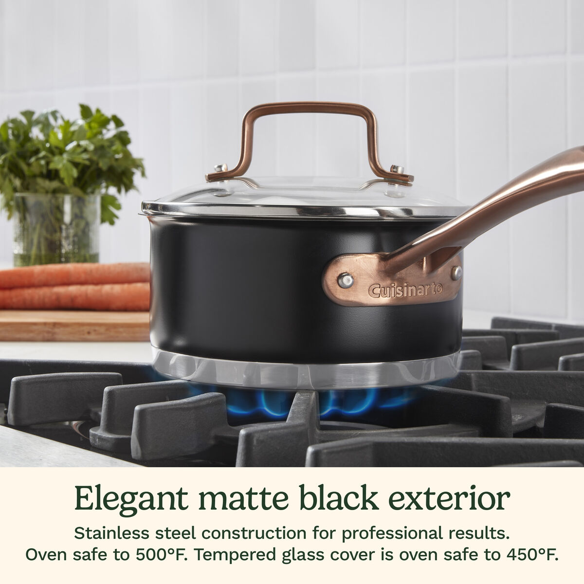 Discontinued Matte Black Elegance 1.5qt Saucepan with Cover 5