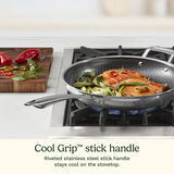 FusionElite+&trade; Hybrid Tri-Ply Stainless Steel 12" Skillet w/Helper 9