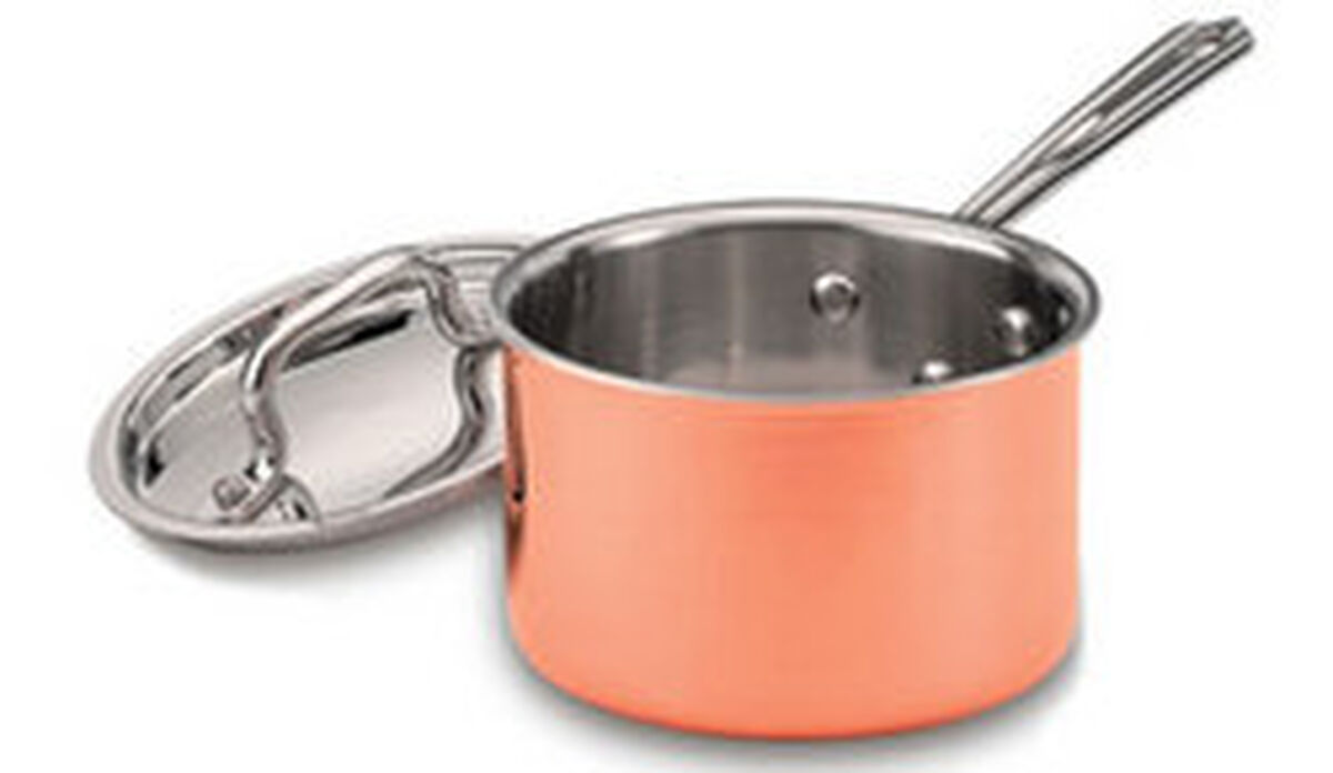 Discontinued Copper Tri-Ply Stainless Steel 1.5 Qt. Saucepan with Cover 1