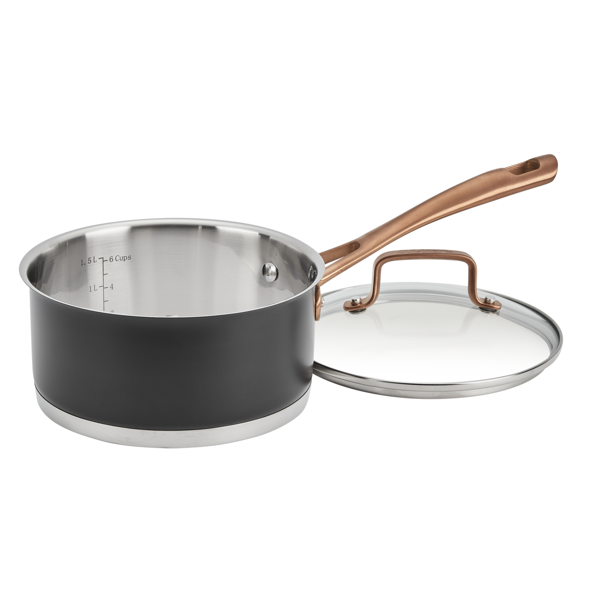 Discontinued Matte Black Elegance 1.5qt Saucepan with Cover 1