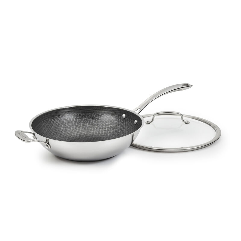FusionPlus&reg; Hybrid Stainless Steel 12" Wok with Cover and Helper Handle
