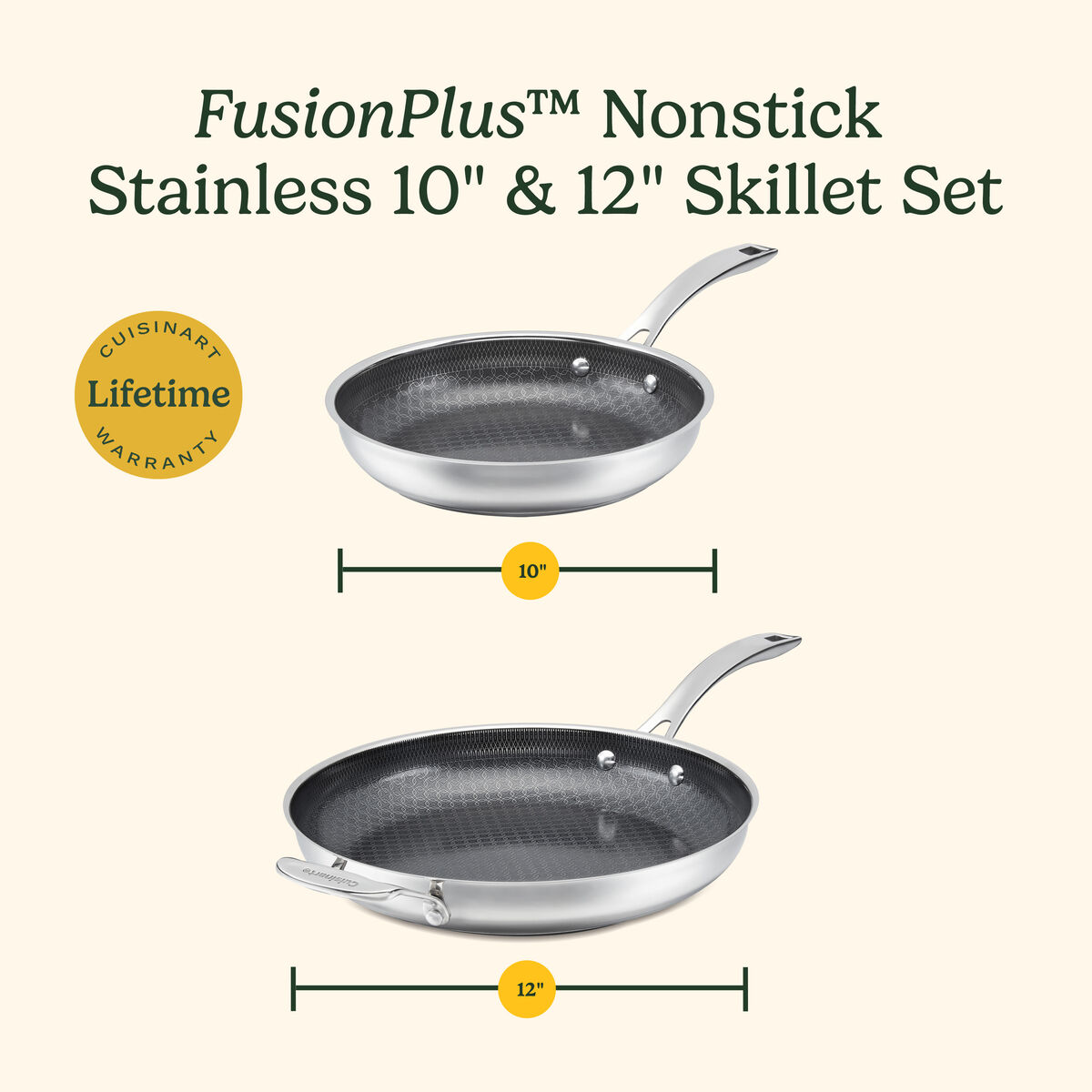 FusionPlus&trade; Hybrid 2-Pk Skillets (10" & 12")