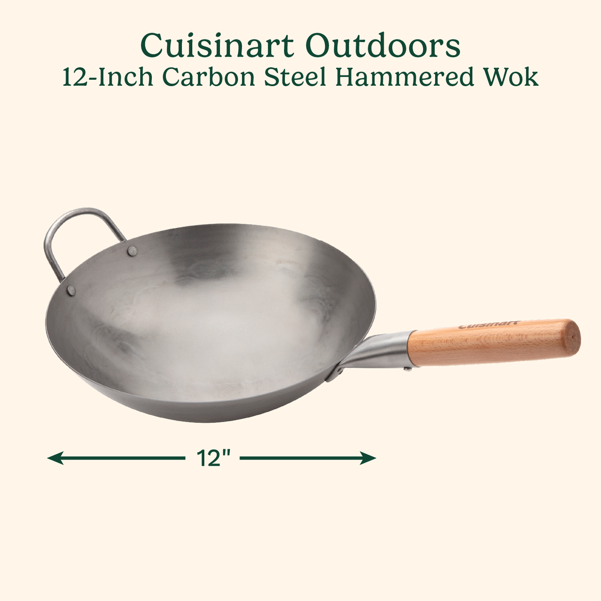 12" Carbon Steel Hammered Wok (Round) 2