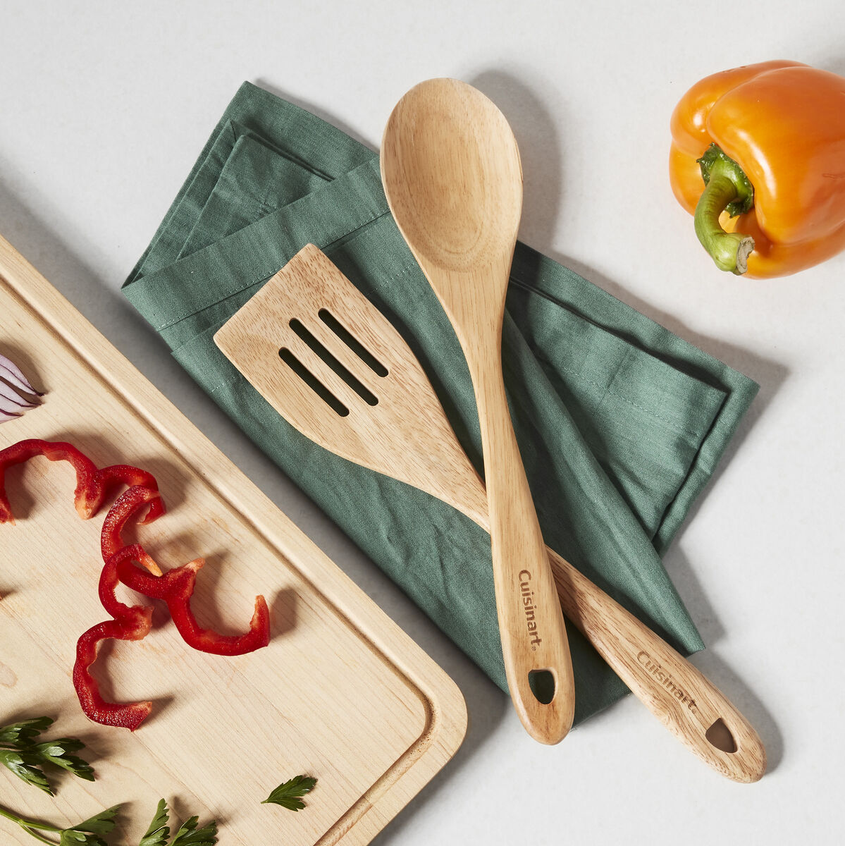 GreenGourmet&reg; Rubberwood 2-Pc Tool Set (Slotted Turner & Solid Spoon) 3